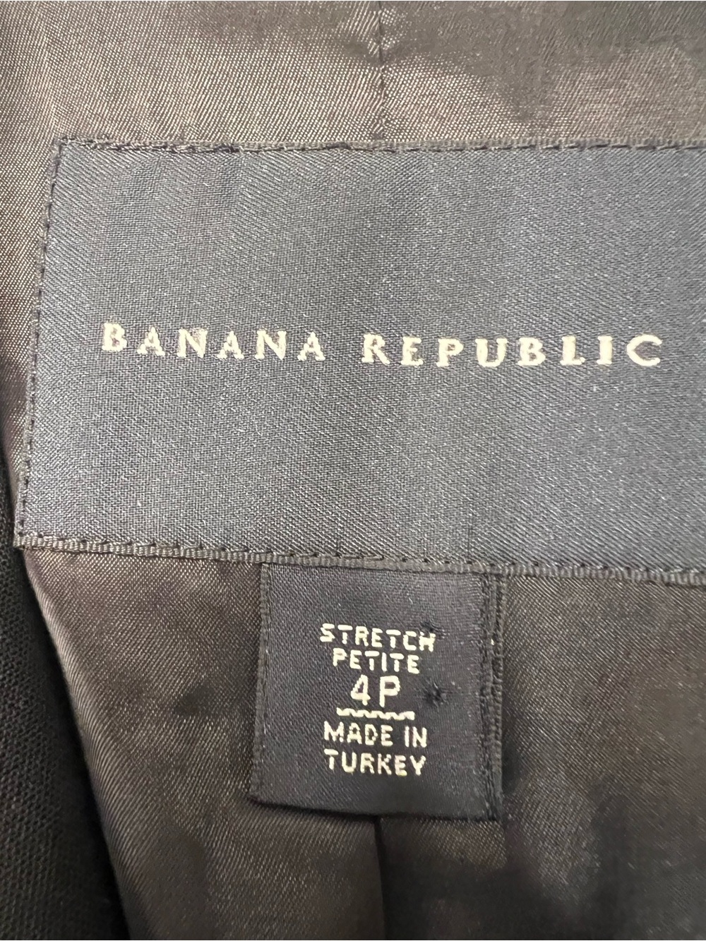 Banana Republic Stretch Petite Blazer Jacket Black 4P Notch Lapel Three-Button - Picture 5 of 11